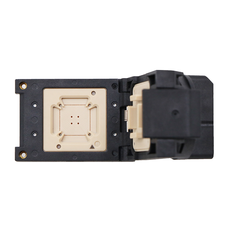 QFP64芯片老化测试座socket—qfp芯片老炼夹具（+接地）